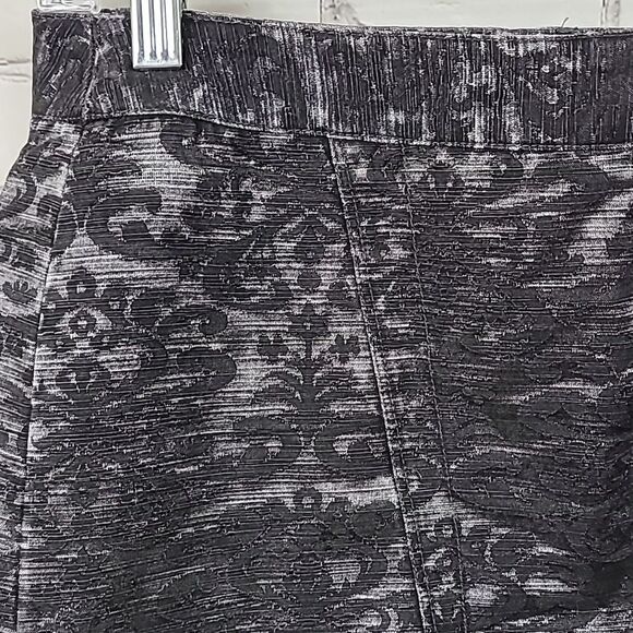 Express Shiny Brocade Grey Denim A-Line Skirt Silver Shimmer Party Textured Mini - Picture 3 of 8